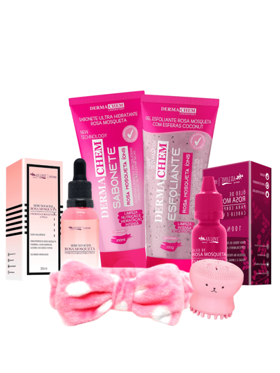 Kit skin care c/ óleo de rosa mosqueta hidratação profunda limpeza de pele - 6 itens