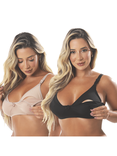 Kit 2 Sutiã Amamentação Alça Reforçada Gestante Abre Fácil