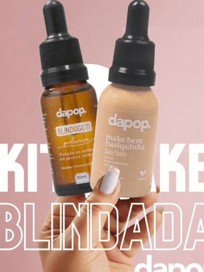 Kit Base Fluida Bem Basiquinha + Blindagem Primer, Fixador e Diluidor Maquiagem Dapop Festa Junina