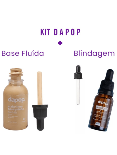 Kit Base Fluida Bem Basiquinha + Blindagem Primer, Fixador e Diluidor Maquiagem Dapop Festa Junina