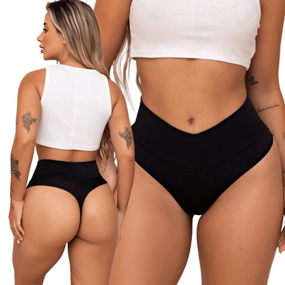 Kit 3 Calcinhas Modeladoras Power Fitness Lingerie Compressão - Cós Alto Duplo para Silhueta