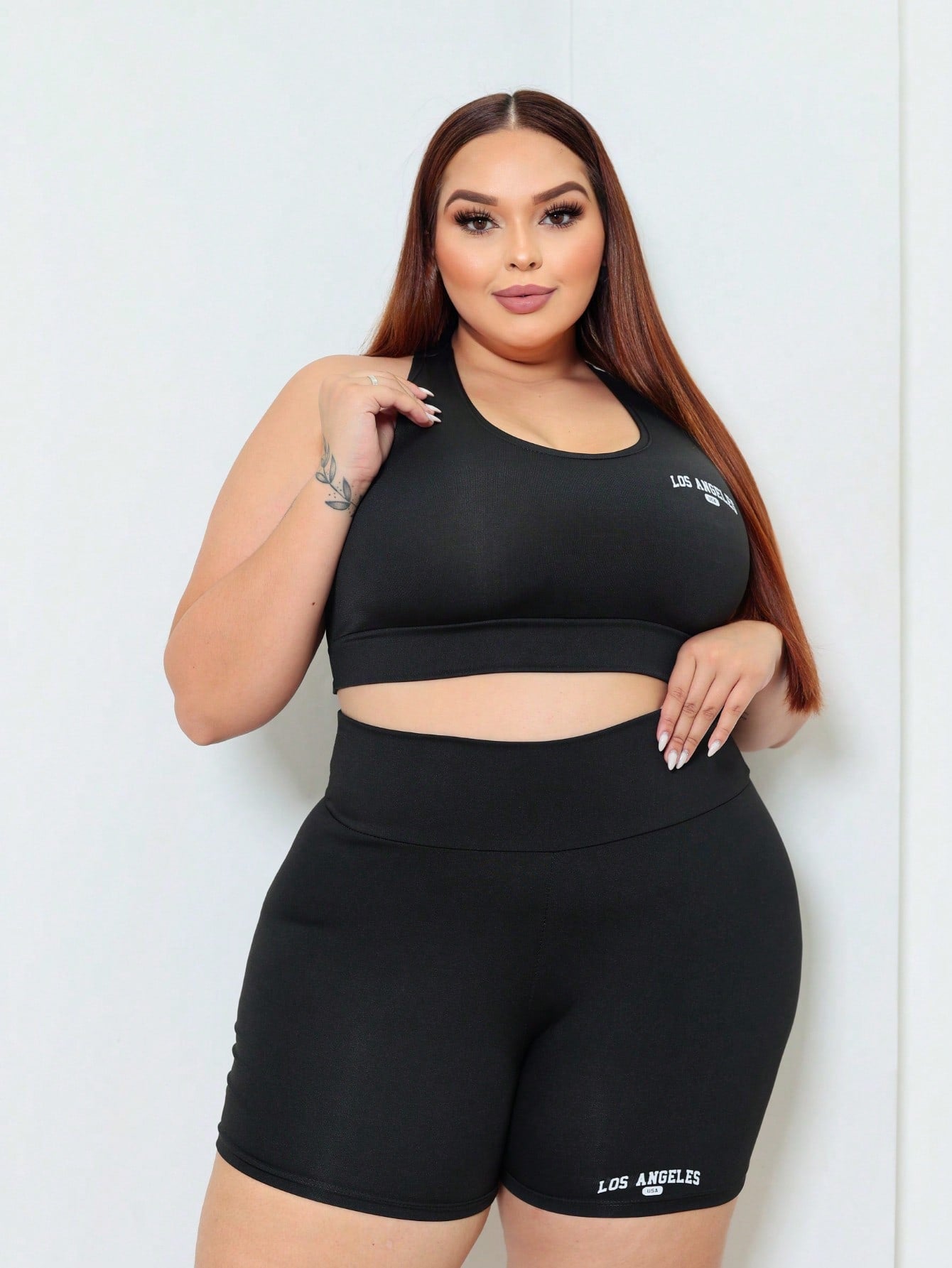 Conjunto Top Short Academia Los angeles plus size