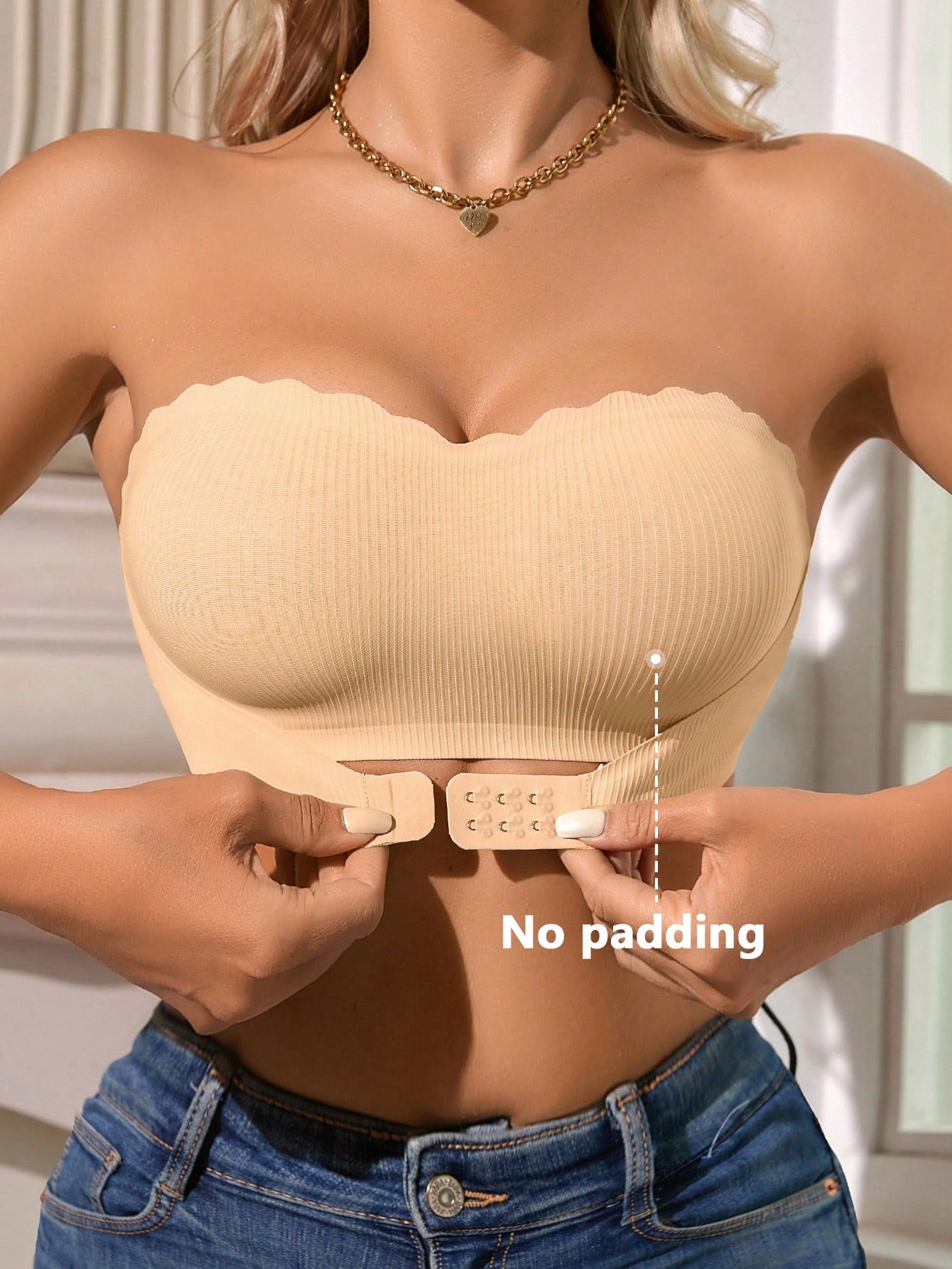 1 Peça Sutiã Sem Arame de Malha Canelada com Fechamento Frontal Casual e Confortável para Mulheres