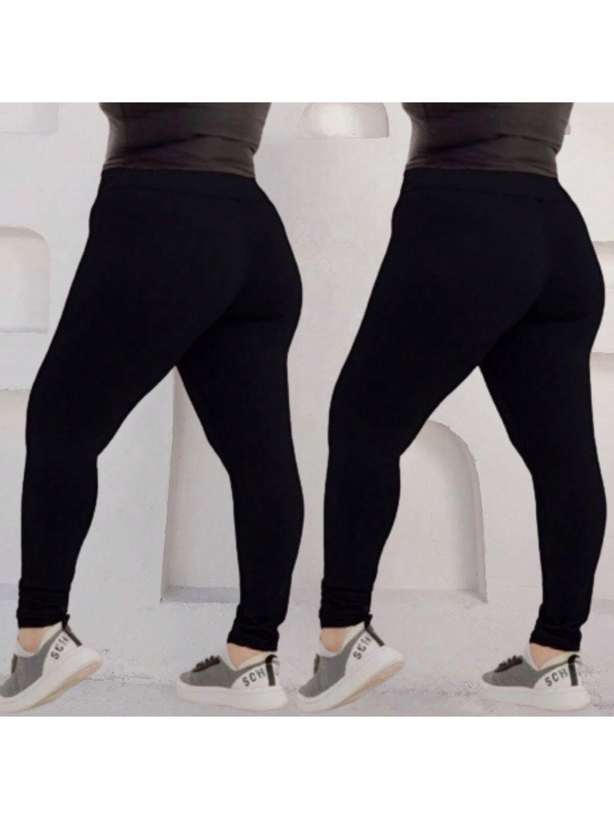 Kit 2 Calça Legging Plus Size Suplex Feminina Academia Fitness G1 G2 G3 Cintura Alta Compressão Controle de Barriga Legue Plus Size Modeladora Leg Plus Size Cós Alto