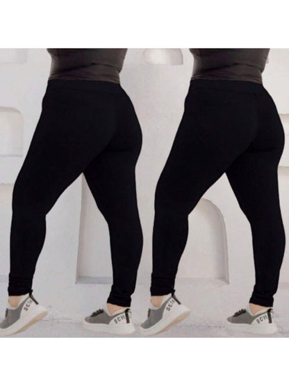 Kit 2 Calça Legging Plus Size Suplex Feminina Academia Fitness G1 G2 G3 Cintura Alta Compressão Controle de Barriga Legue Plus Size Modeladora Leg Plus Size Cós Alto
