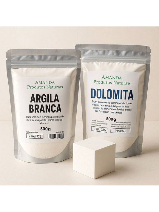 KIT ARGILA BRANCA MAIS DOLOMITA 2 PEÇAS