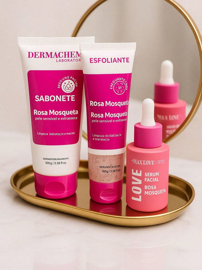 Kit Rosa Mosqueta Revitalizção Super Hidratante 3 Unidades - / Sabonete / Esfoliante / Serum rosa Mosqueta /