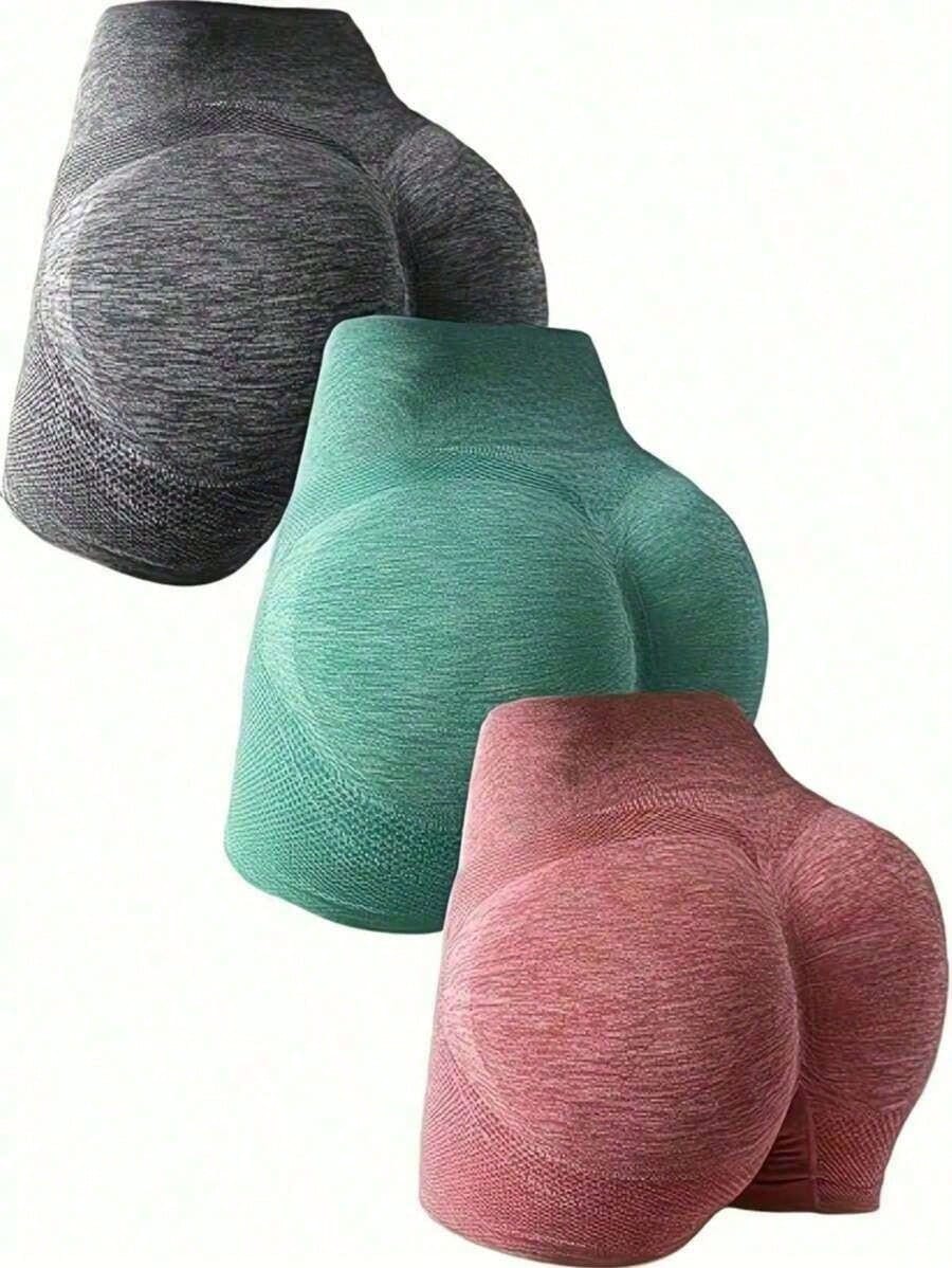 Kit De 3 Short Levanta Bumbum Feminino Academia Yoga Fitness