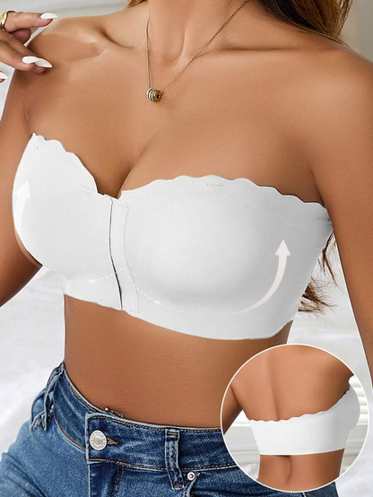 2 Peças/Conjunto Sutiã Feminino Multicolorido, Fivela Frontal com Acabamento em Onda, Busto Estruturado, Almofadas de Copo Removíveis