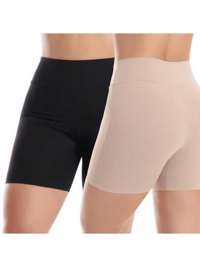 KIT 2 Short Cós Alto Segunda Pele Feminina PRETO+CHOCOLATE