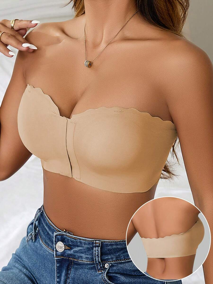 2 Peças/Conjunto Sutiã Feminino Multicolorido, Fivela Frontal com Acabamento em Onda, Busto Estruturado, Almofadas de Copo Removíveis