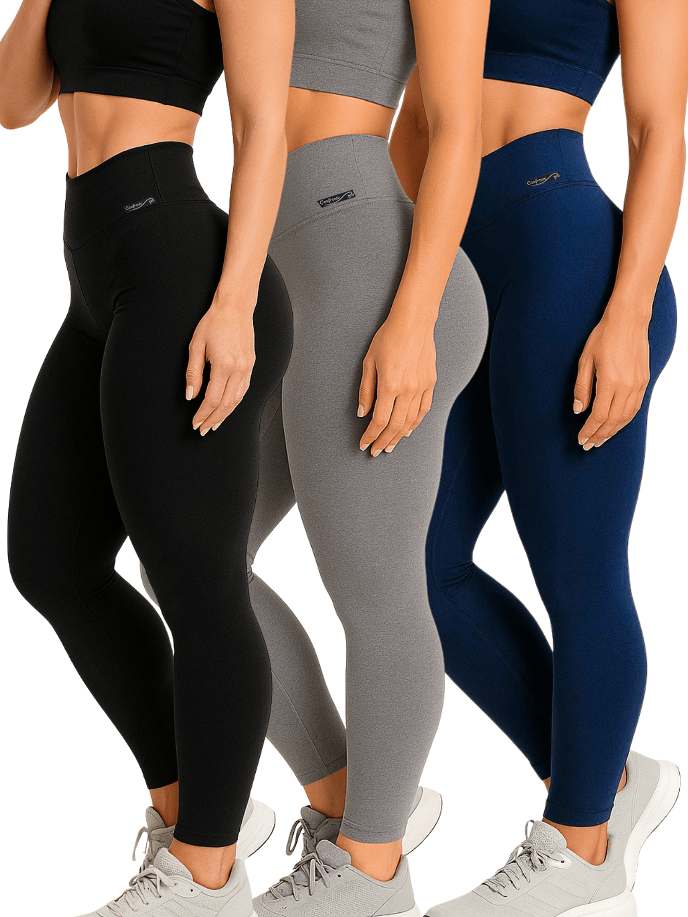 Kit 3 Calças Legging Cintura Alta Zero Transparência