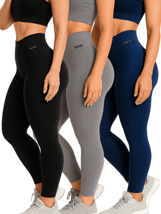 Kit 3 Calças Legging Cintura Alta Zero Transparência
