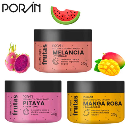 Kit 4 Esfoliante Corpo E Rosto Frutas Porán 240G