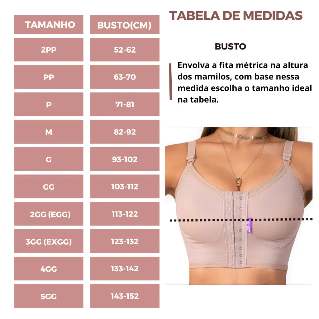 Sutiã Com Reforço Pós-cirúrgico Mamoplastia prótese silicone