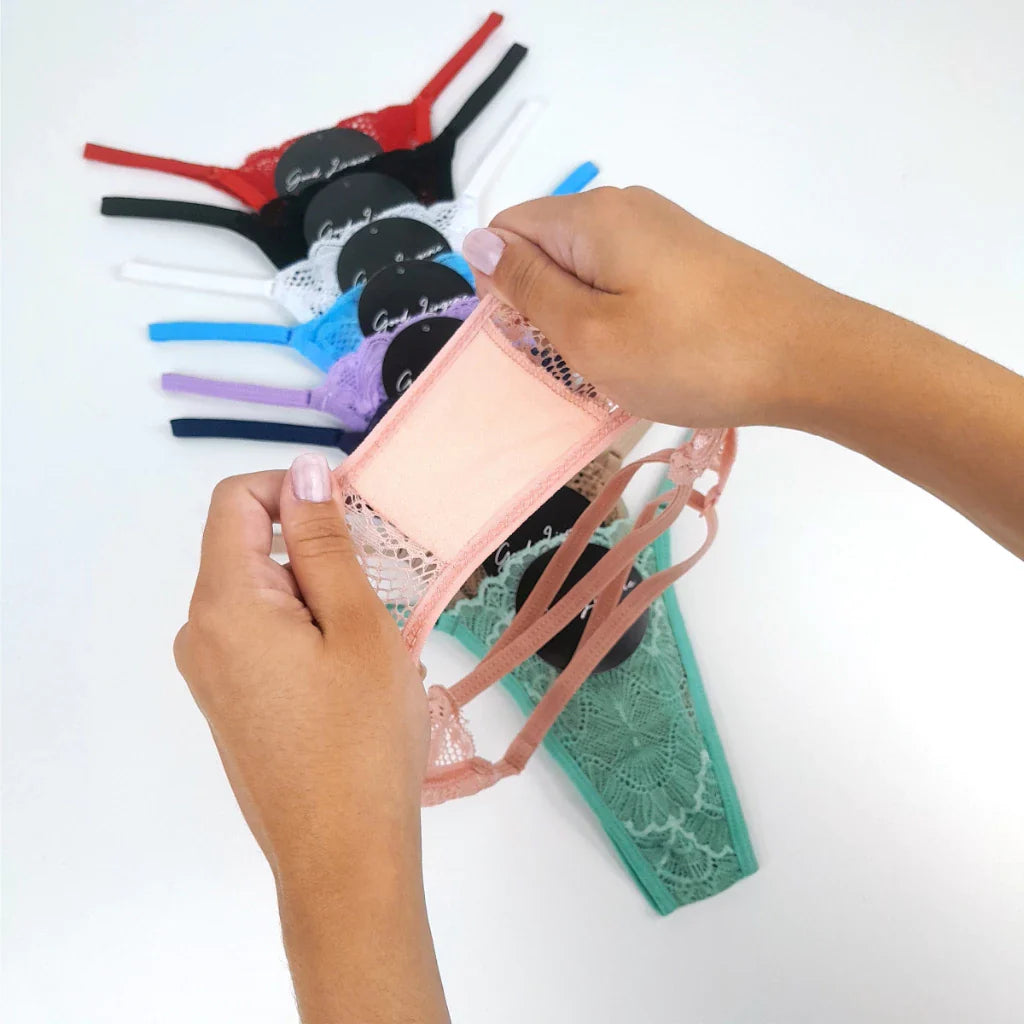 Kit 5 calcinhas Fio Dental De Renda com Regulagem Calcinha Feminina Lingerie