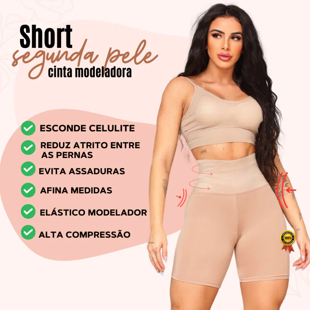 Short Empina Bumbum Ajuda Emagrecimento Com Cinta Modeladora Efeito lifting Com Compressão