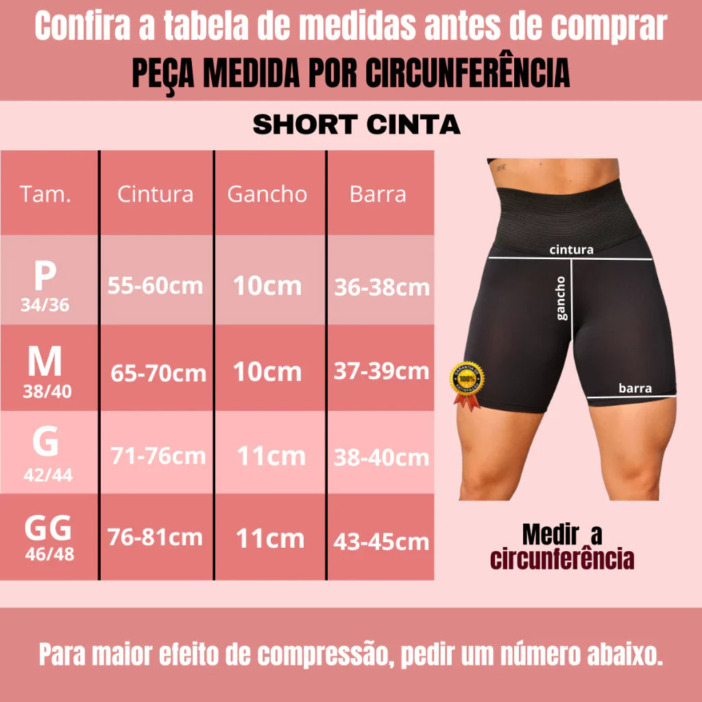 Short Cinta Modelador Bermuda Reduz Medidas Pós Cirúrgico Levanta Bumbum Efeito Lipo Compressão