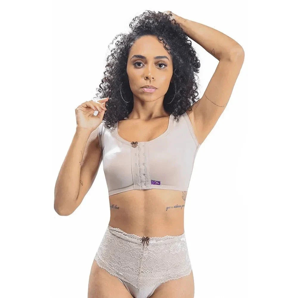 Sutiã Pós-Cirúrgico com Fecho Frontal – Alta Compressão e Alça Regata