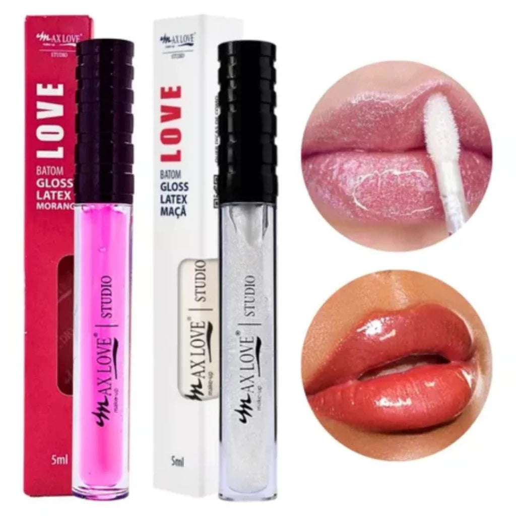 Kit 2 Gloss Latex Hidratante Labial Maçã + Morango Max Love