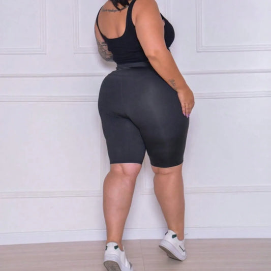 Kit 3 Bermuda Plus Size Feminina Legging Suplex Short Ciclista Cintura Alta Levanta Bumbum