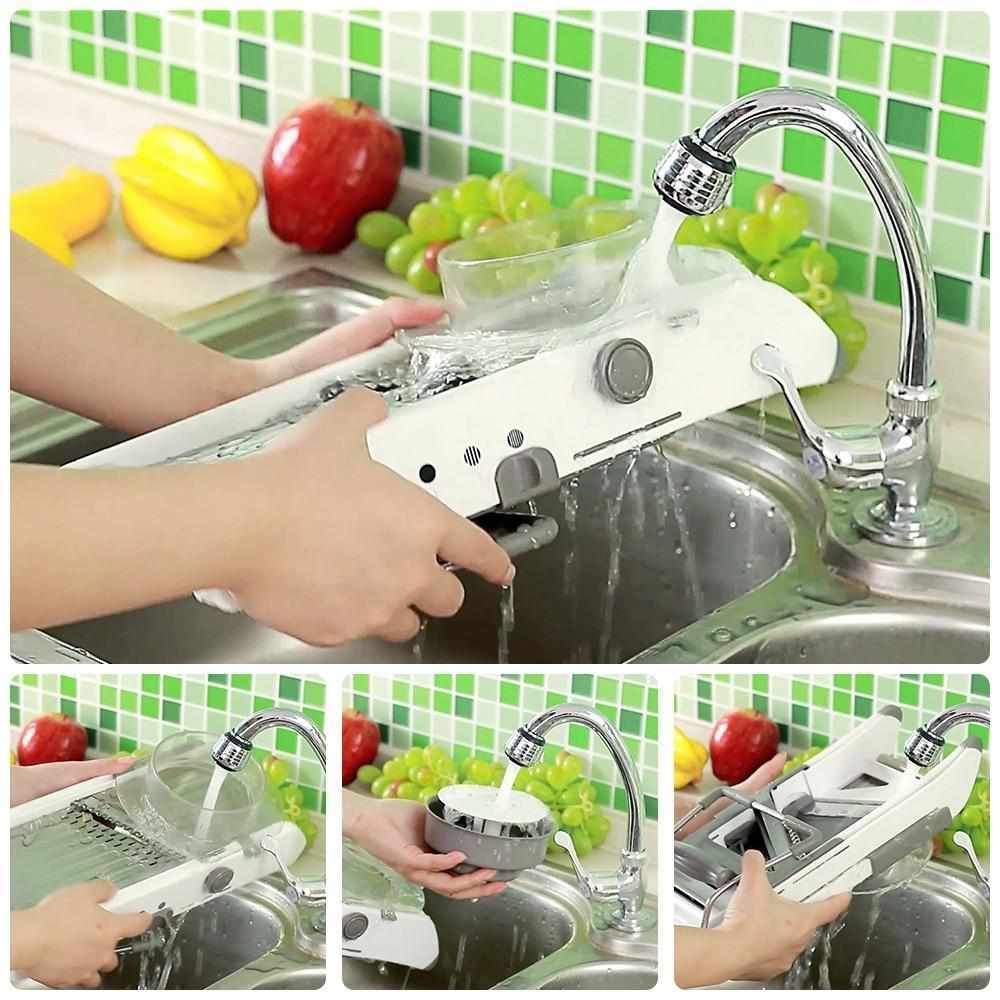 MaxSlicer® - Cortador De Legumes Mandoline Fatiador Ralador Com Regulagem Em Inox Profissional Multifuncional