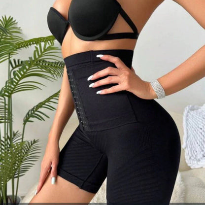 Short Cinta Modeladora Fechamento Em Colchetes com 4 Barbatanas Pós Parto Pós Cirúrgico