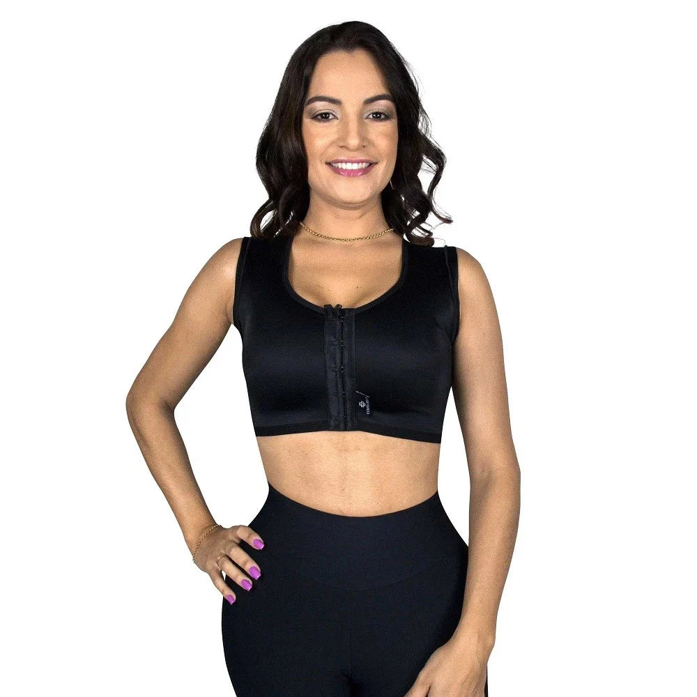 Sutiã Pós-Cirúrgico com Fecho Frontal – Alta Compressão e Alça Regata