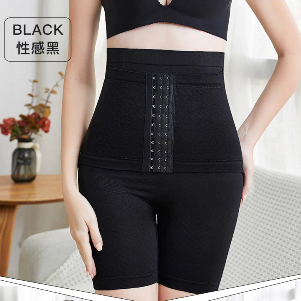 Short Cinta Modeladora Fechamento Em Colchetes com 4 Barbatanas Pós Parto Pós Cirúrgico