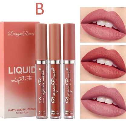 3 Peças De Veludo Fosco/Gloss Labial/Batom Líquido À Prova D'água De Longa Duração YUE