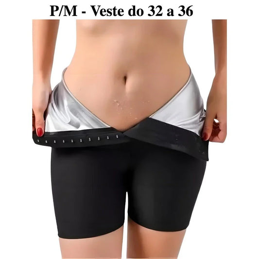 Cinta Short Sauna Modeladora Queima Gordura Exercícios Sweat Shaper