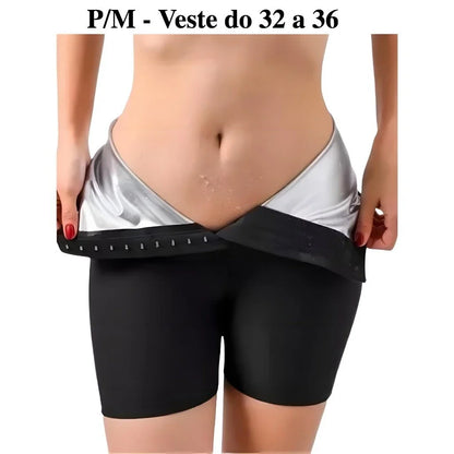 Cinta Short Sauna Modeladora Queima Gordura Exercícios Sweat Shaper