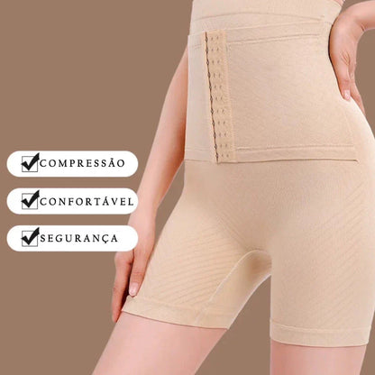 Short Cinta Modeladora Fechamento Em Colchete Pós Parto Pós Cirúrgico