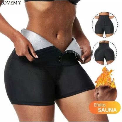 Cinta Short Sauna Modeladora Queima Gordura Exercícios Sweat Shaper