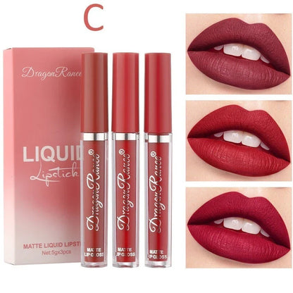 3 Peças De Veludo Fosco/Gloss Labial/Batom Líquido À Prova D'água De Longa Duração YUE