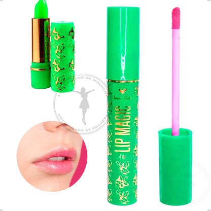 Gloss Labial Mágico Lip Verde Fica Rosa Liquido ORIGINAL LANÇAMENTO +Batom Verde da Vovó ORIGINAL